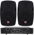 2) Rockville  8“ 800W 4 Ohm  Speakers  Cabinet+ 1000w Amplifier