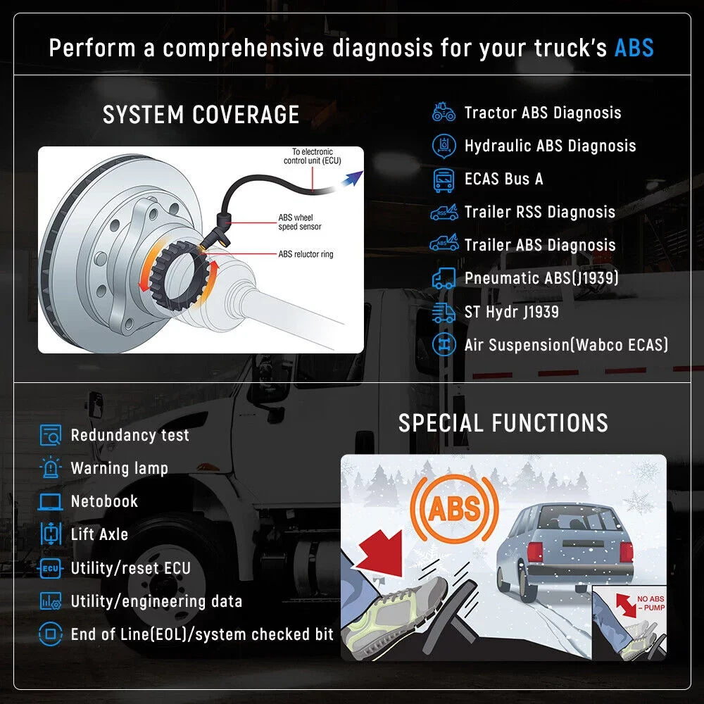 Heavy Duty Truck Scanner Scan Tool  Transmission All System Diesel All System  Scanner Code Reader Heavy fit for Freightliner Volvo Mack