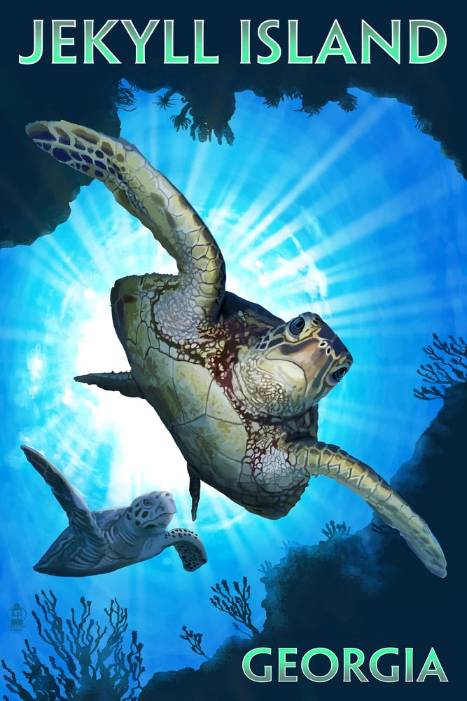 Jekyll Island, Georgia, Sea Turtle Diving (19x27 inches, Premium 500 Piece Jigsaw Puzzle for Adults and Family, Made in )