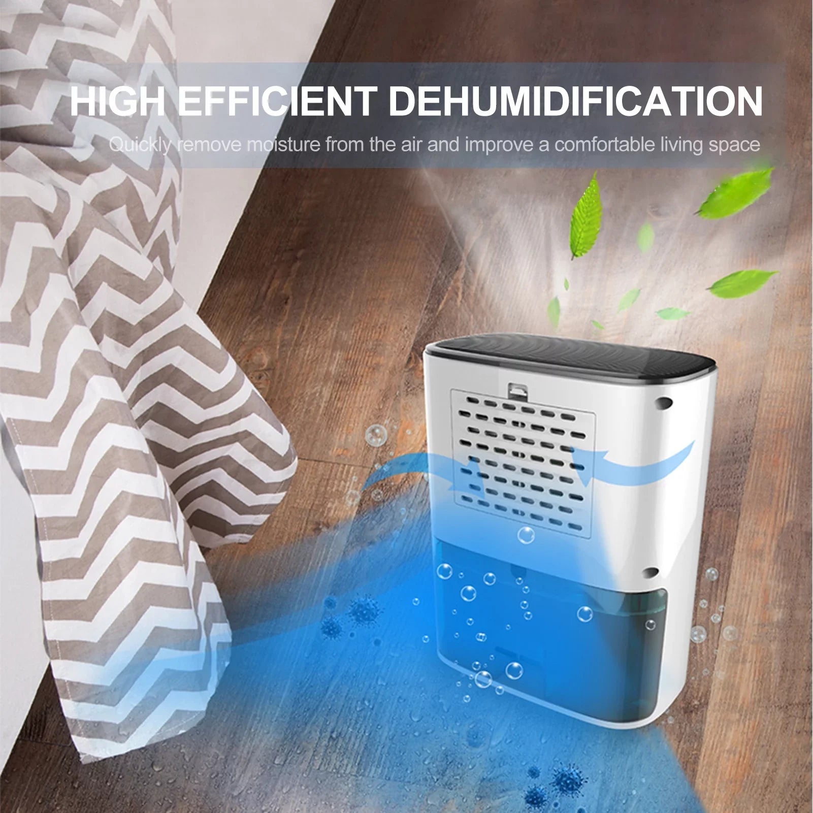 Portable 1200mL Dehumidifier for up to 215 Sq. Ft - Auto-Off, Humidity Control, Ideal for Home, Basements, Bedrooms, Garages, Wardrobes, RVs
