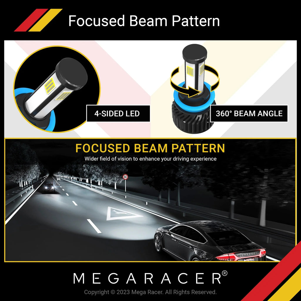 Mega Racer  428i xDrive Gran Coupe 4 Sided     Headlight Bulbs 6000K Diamond White 12V 60W 10000LM  428i xDrive Gran Coupe 2015 2016 15 16 Fog Light Automotive Replacement