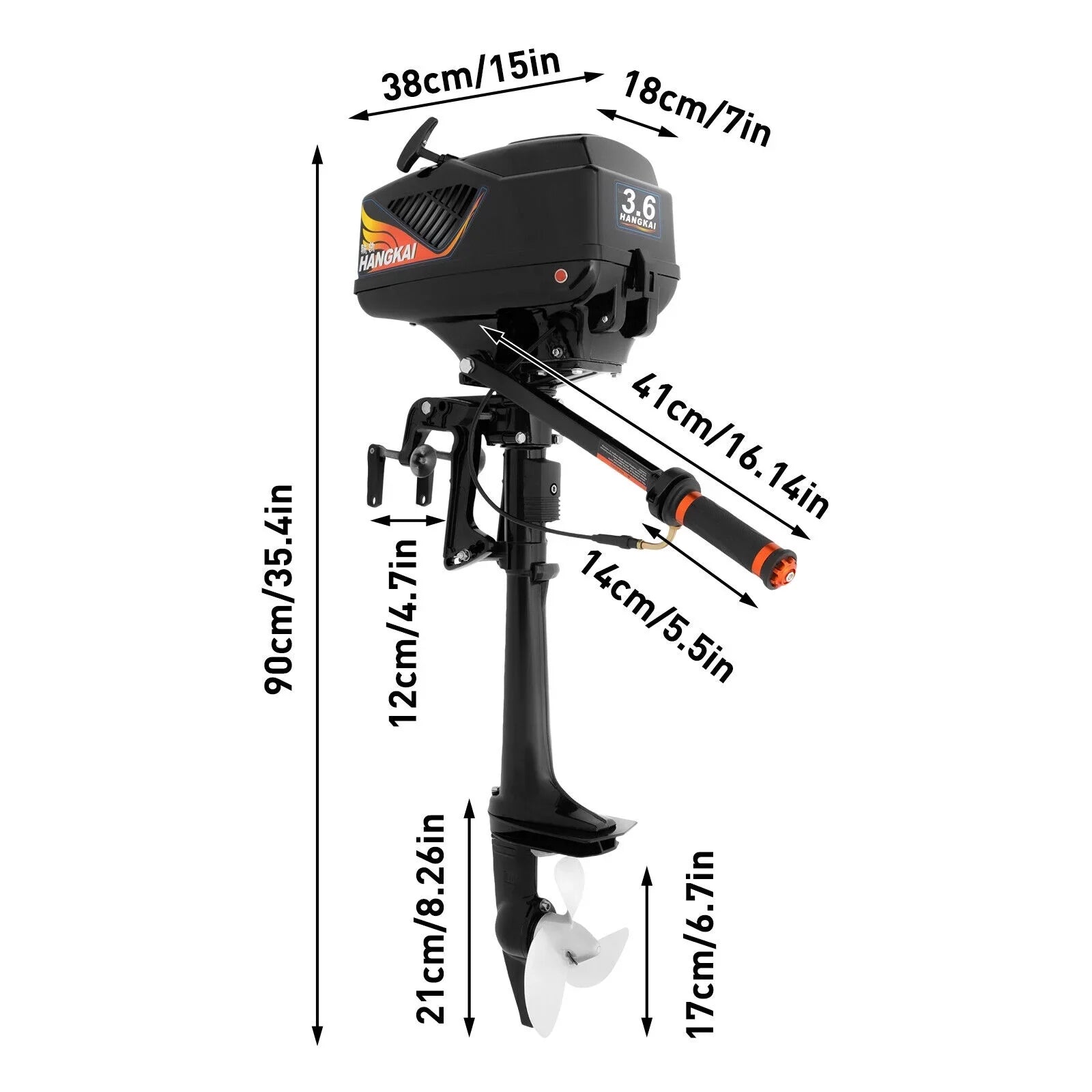 2 Stroke 3.6  Outboard Motor Fishing Boat Engine Water Cooling  Outboard Boat Motor 90cm/35.4in