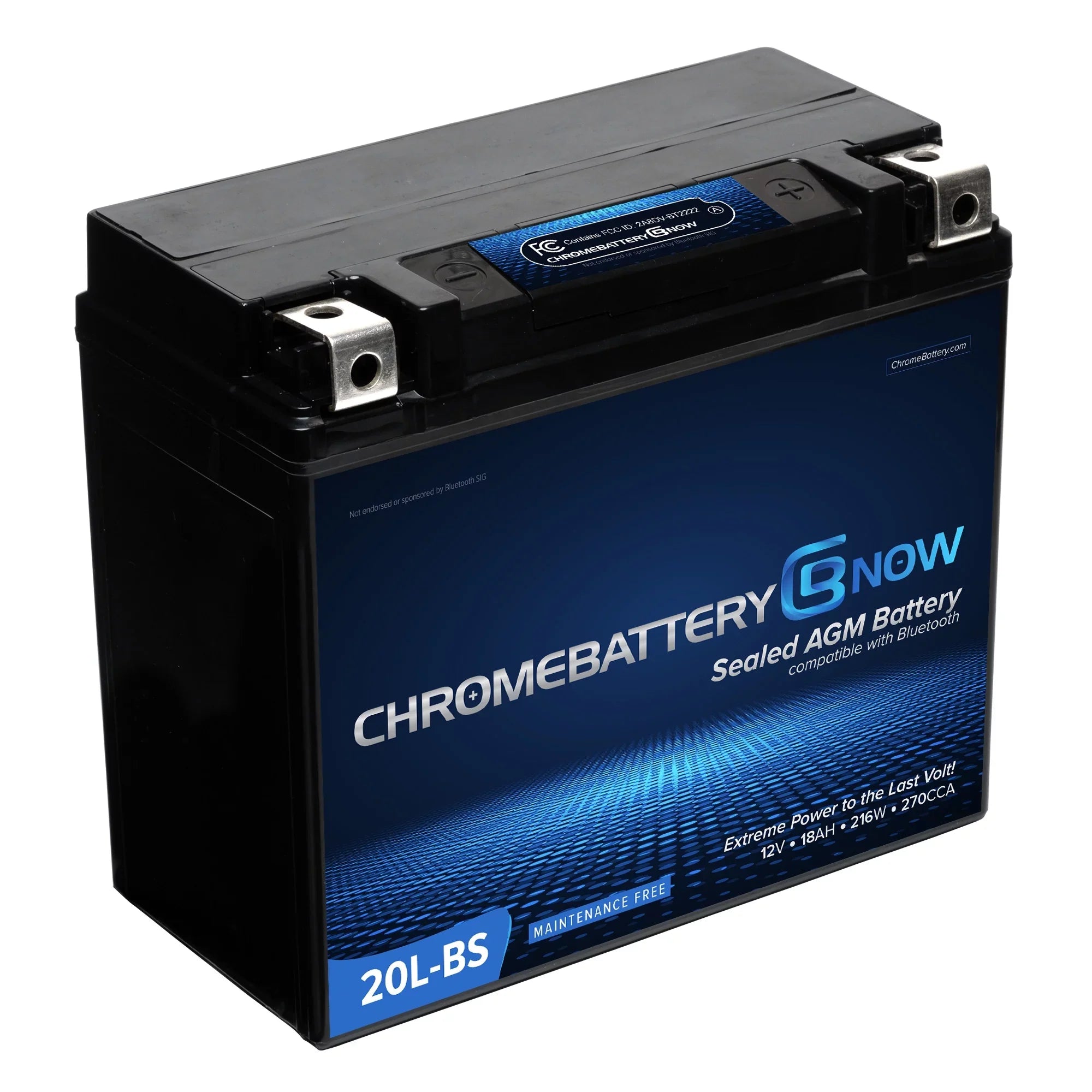 Chrome Battery Now Ytx20l-bs (20l-bs 12 Volt,18 Ah,270 Cca) Intelligent Wireless Smartphone Connectivity  Battery for Personal Watercraft - Brp (sea-doo) 1500 Gti, Gtr, Gts, Gtx, Rxt, Rxp, Wake Years (2016-2018)