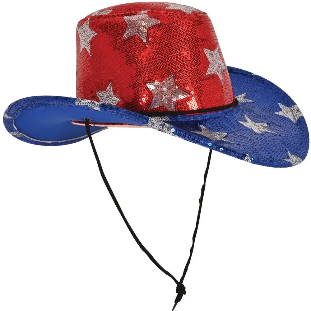 Sequined Patriotic Cowboy Hat