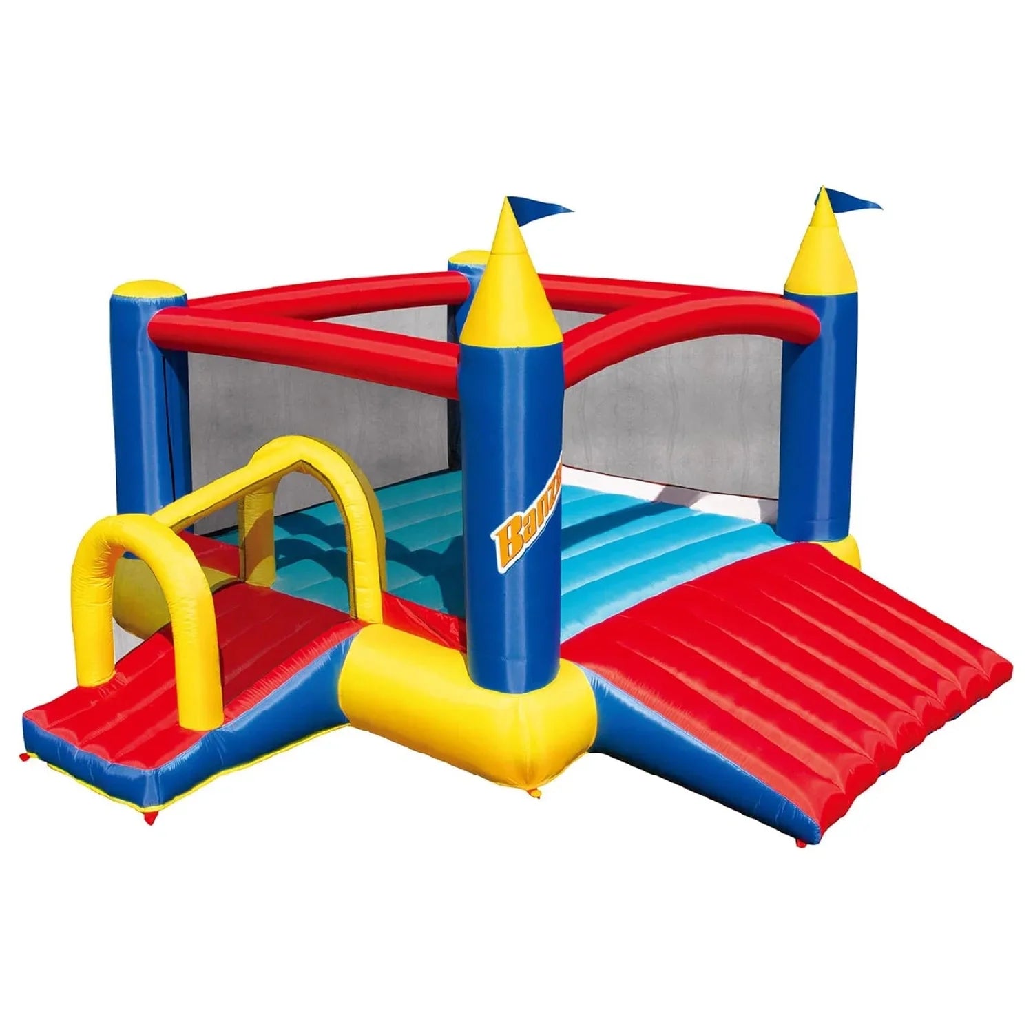 Banzai Slide ’ Fun Complete Bounce House Set with 2 Slides and Air Blower