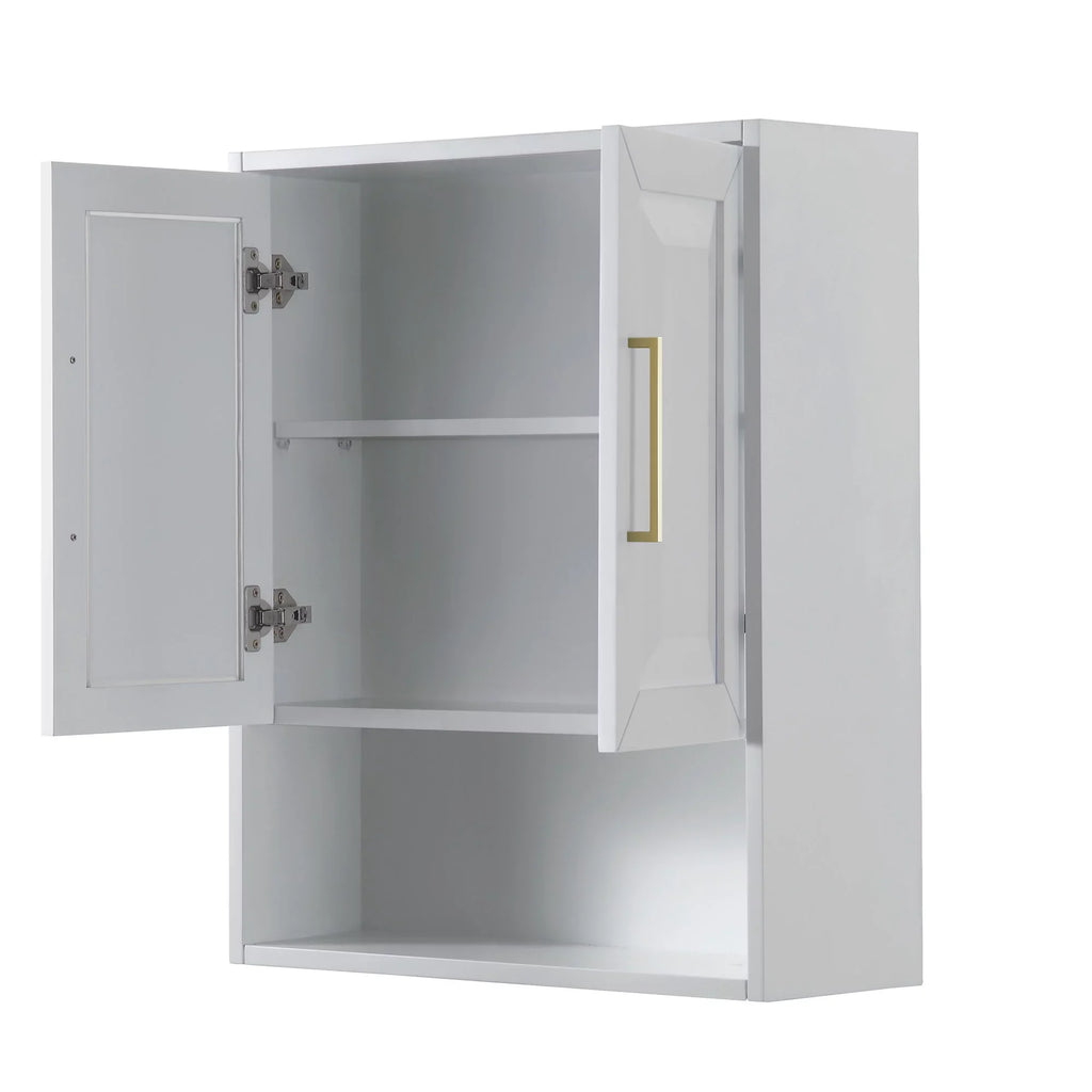 Wyndham Collection  Dark Blue Daria Over-the-Toilet Bathroom Wall-Mounted Storage Cabinet with Matte Black Trim