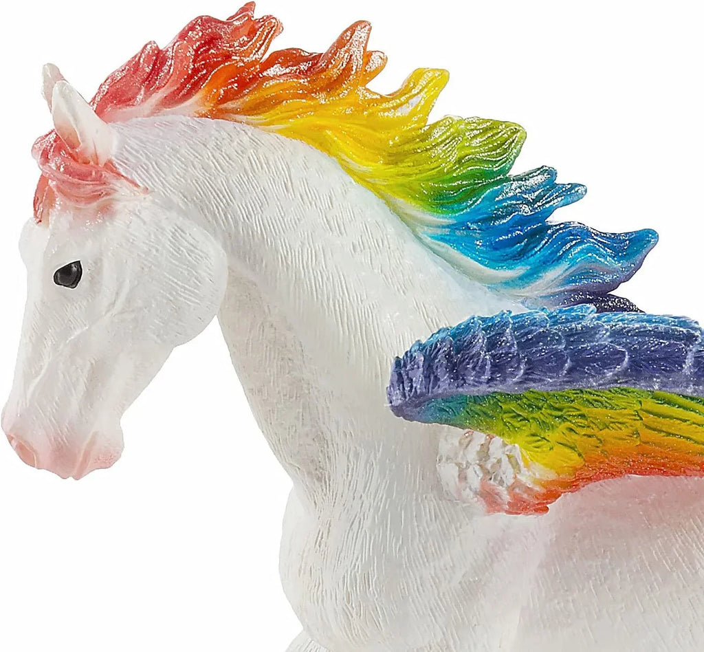 Rainbow Pegasus Realistic Fantasy Toy Replica Hand Painted Figurine