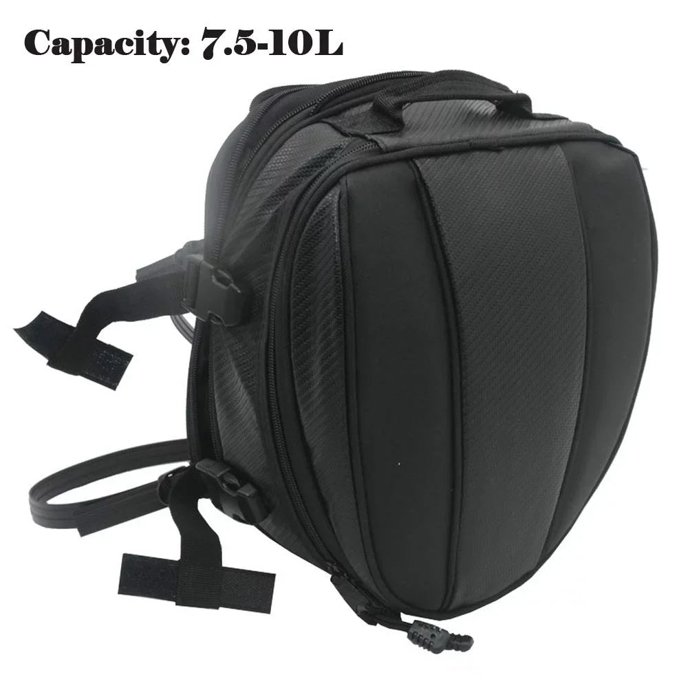 Motorcycle Rear Seat Tail Leather Pack Bag Expandable Luggage Bag