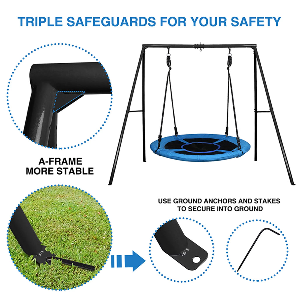 Trekassy 440lbs Metal Swing Set with 40 Inch Saucer Tree Swing, Swivel and Heavy Duty -Frame Metal Swing Stand