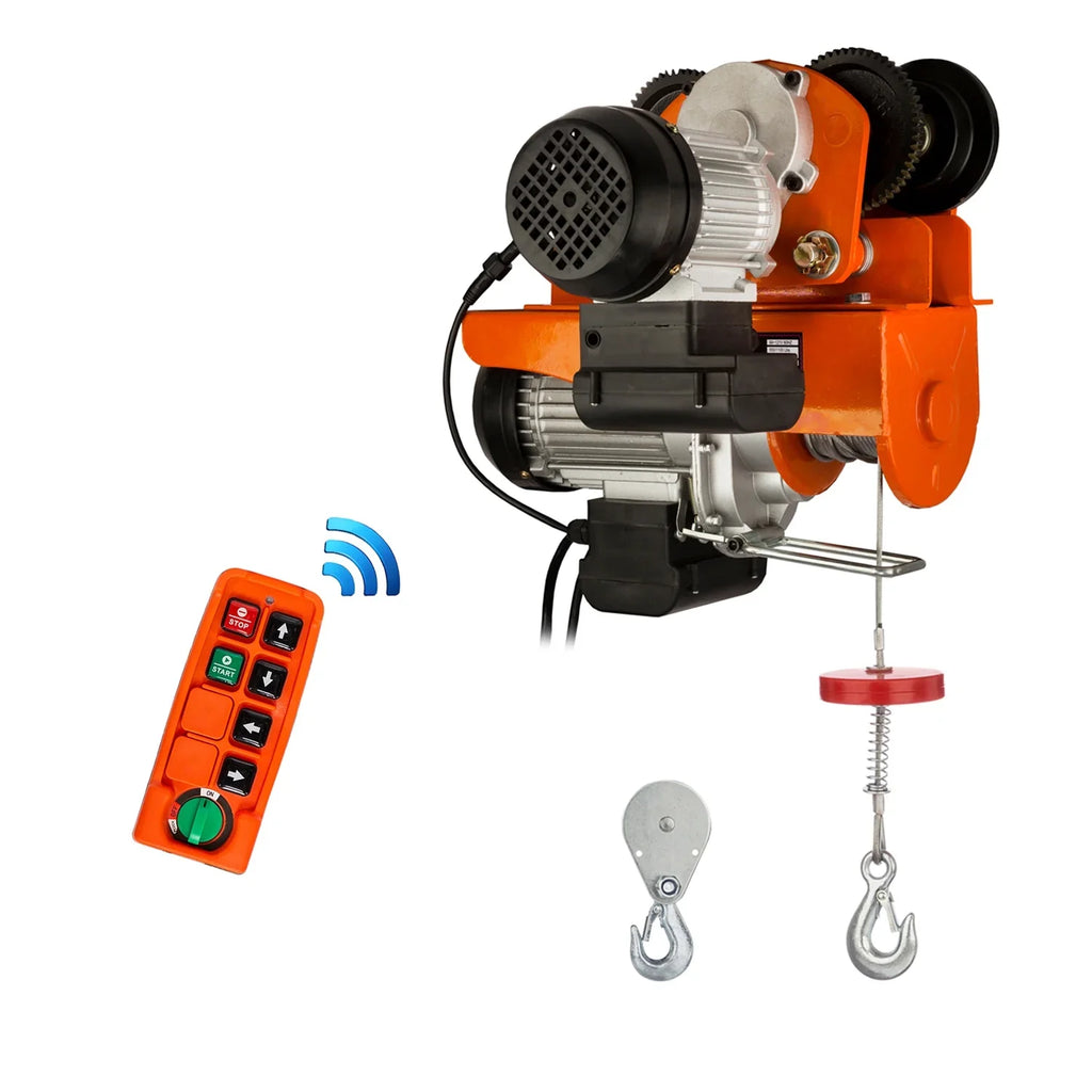 Prowinch 550 lbs. / 1100 lbs. Electric Rope Hoist w/trolley 220~240V 50/60HZ w/ Emergency Stop Wireless