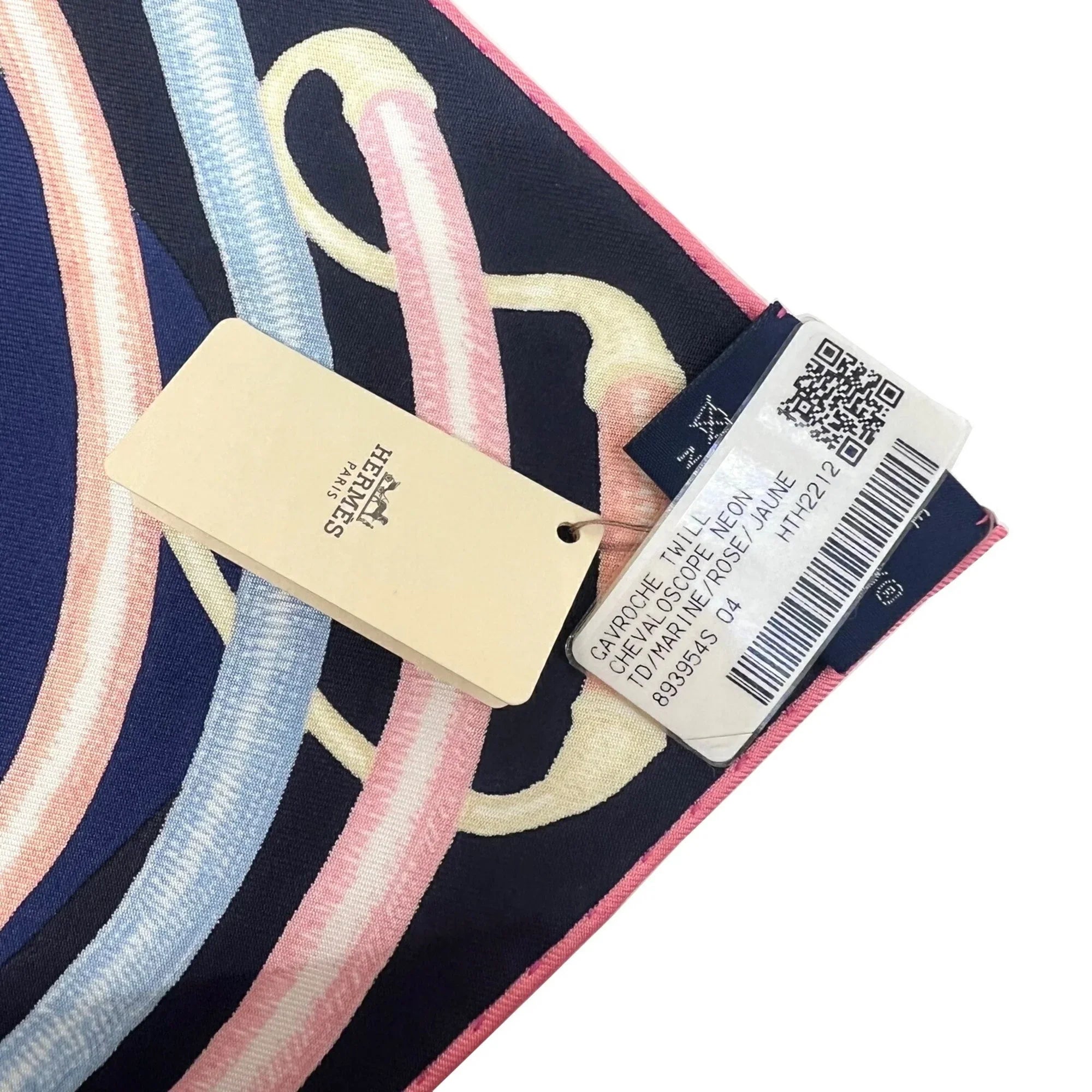 Pre-Owned Hermes  Carre 45 Chevaloscope Neon Pointill 23SS Scarf Mini New Silk Ladies Marine Rose Jaune Horse (Like New)