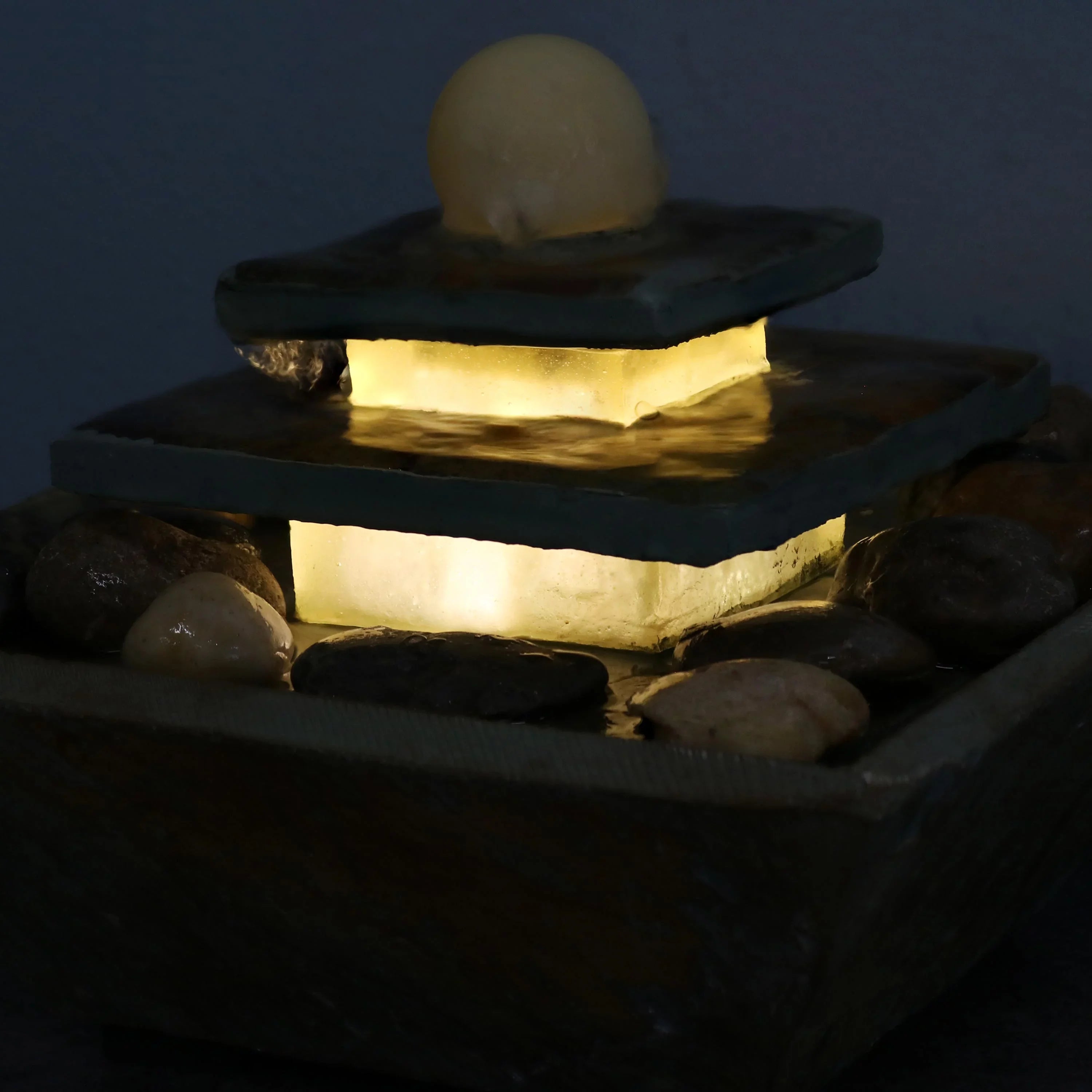 Sunnydaze Ascending Slate Tabletop Fountain with  Light - 8"