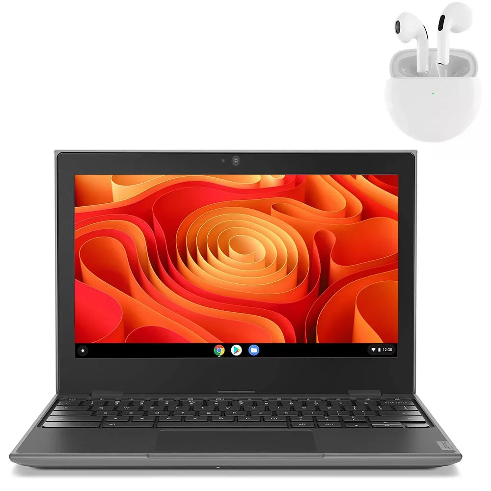 PreOwned Lenovo 100e Laptop 11.6" Intel Processor 4GB  64GB  Windows 10 Pro with Wireless Earbuds (scratch and dent)