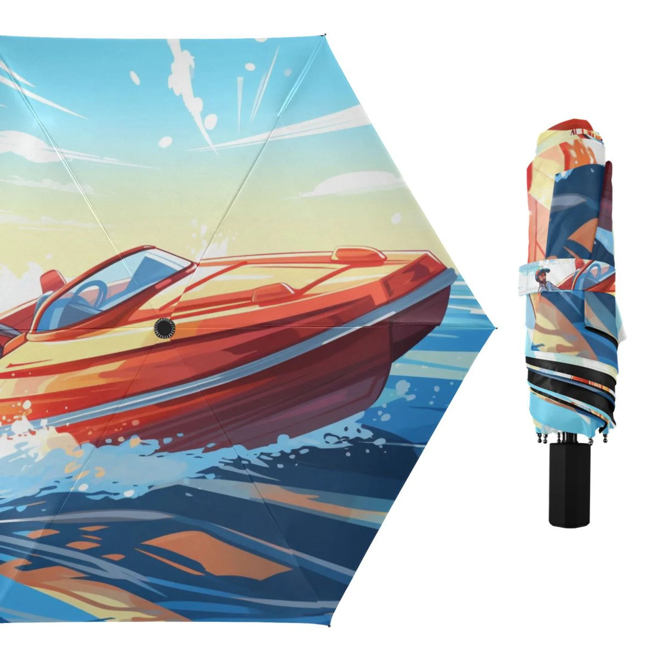 Boating Compact Folding Umbrella for Rain Windproof Travel Umbrella  50+ Lightweight Packable Arc Size