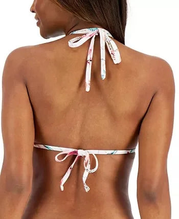 Women's White Stretch Tie Triangle Sweetheart Fixed Cups Halter Swimsuit Top 12