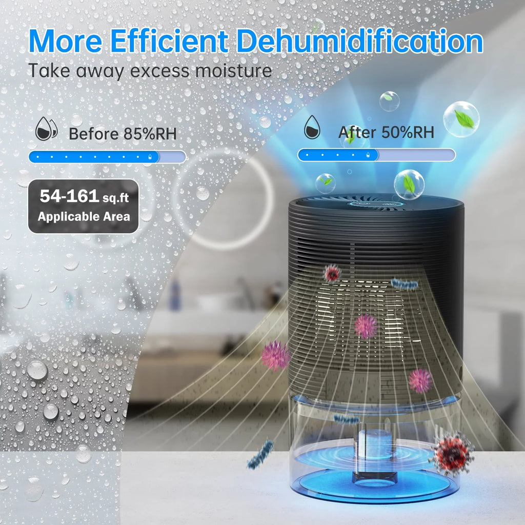 Alrocket Small Dehumidifiers for Bedroom 27oz with Auto-off,7 Colors  Light up to 215 sq.ft-Black