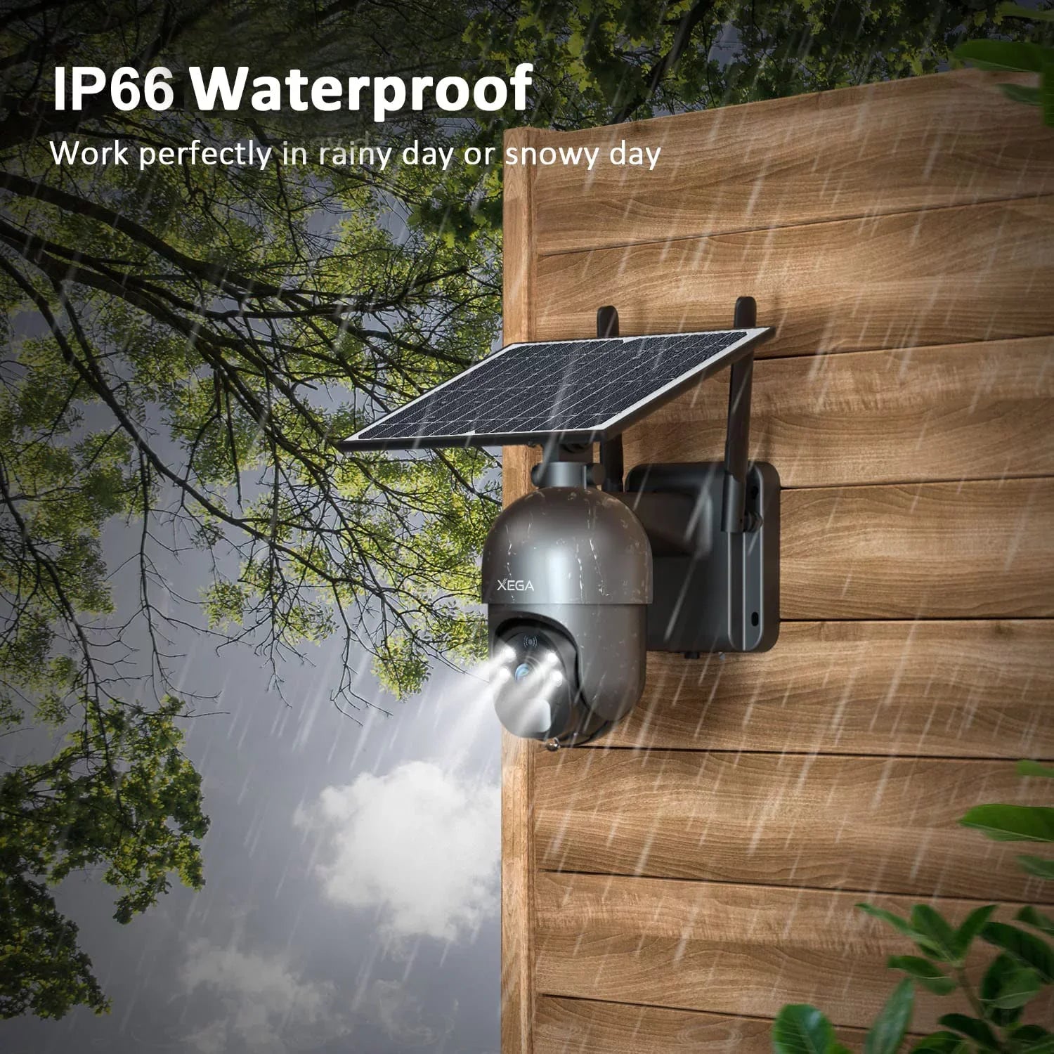 Xega 2K Outdoor 3G/4G  Cellular Solar/Battery Power Wireless Security Camera with  Card, 14400mAh Rechargeable Battery, 4X Zoom, 355° Pan 95° Tilt, Night Vision, 2-Way Talk, , No Wifi Need