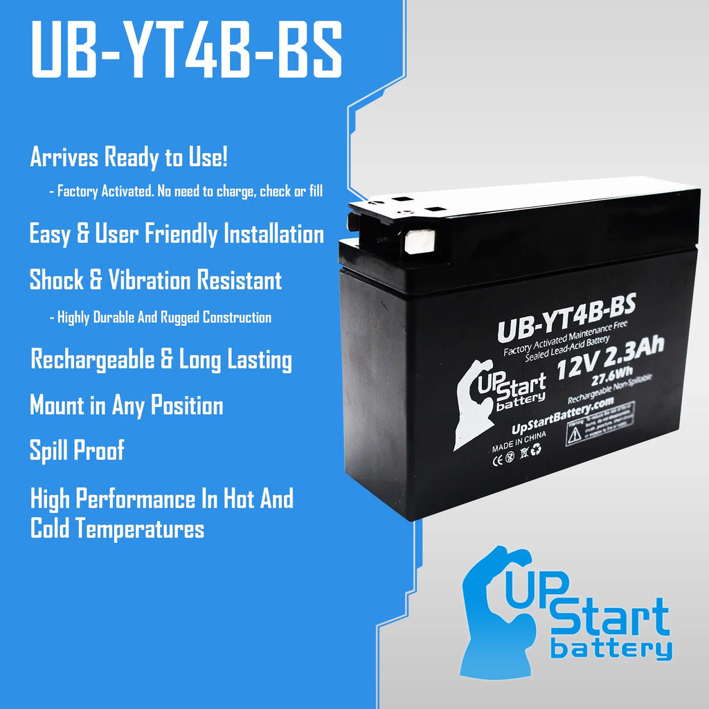 5-Pack UpStart Battery Replacement for 2012 Yamaha  () 400CC Factory Activated, Maintenance Free, Motorcycle Battery - 12V, 2.3Ah, --