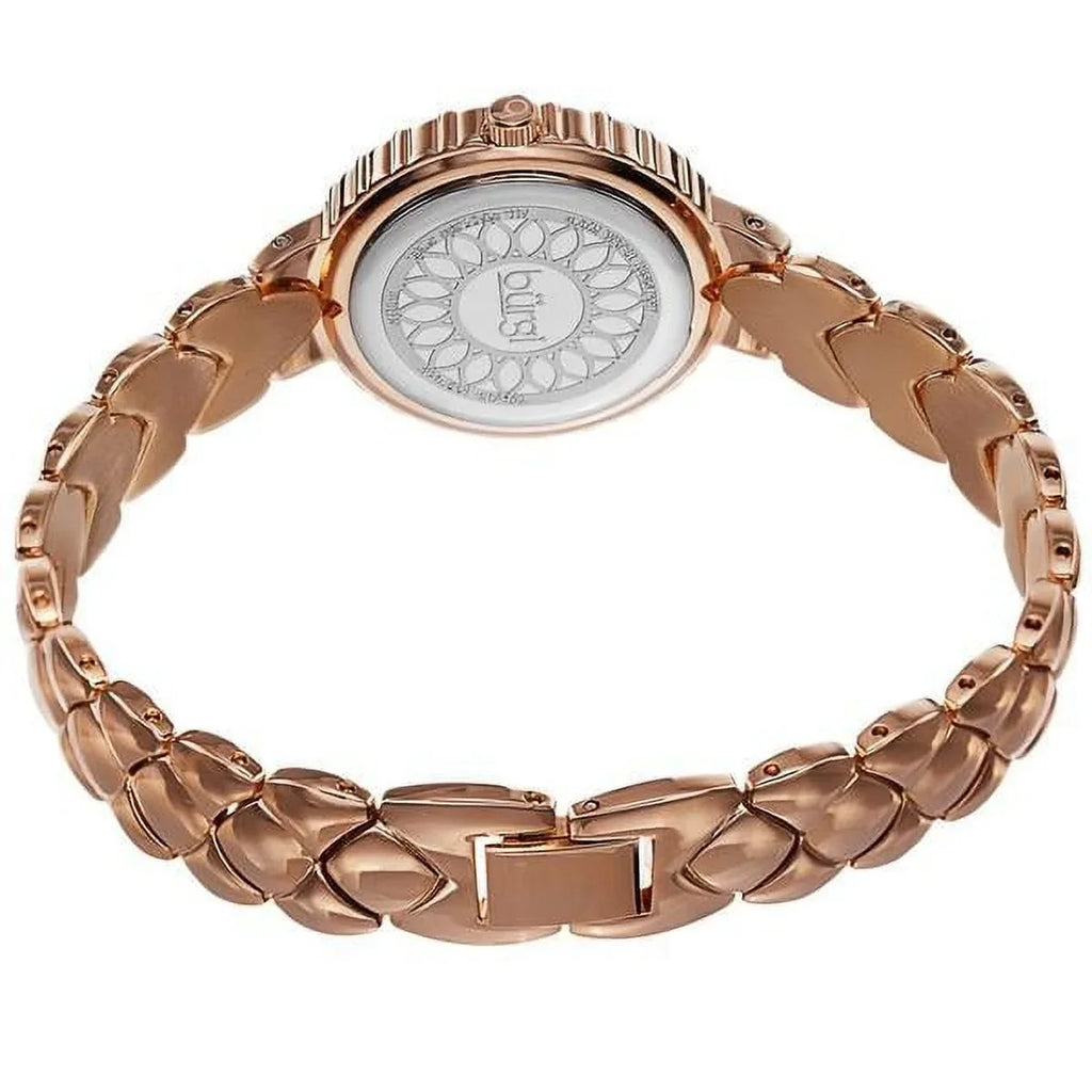 Women's  Crystal Accented Rose Gold Swiss Quartz Watch with White Mother of Pearl Dial and Rose Gold Bracelet