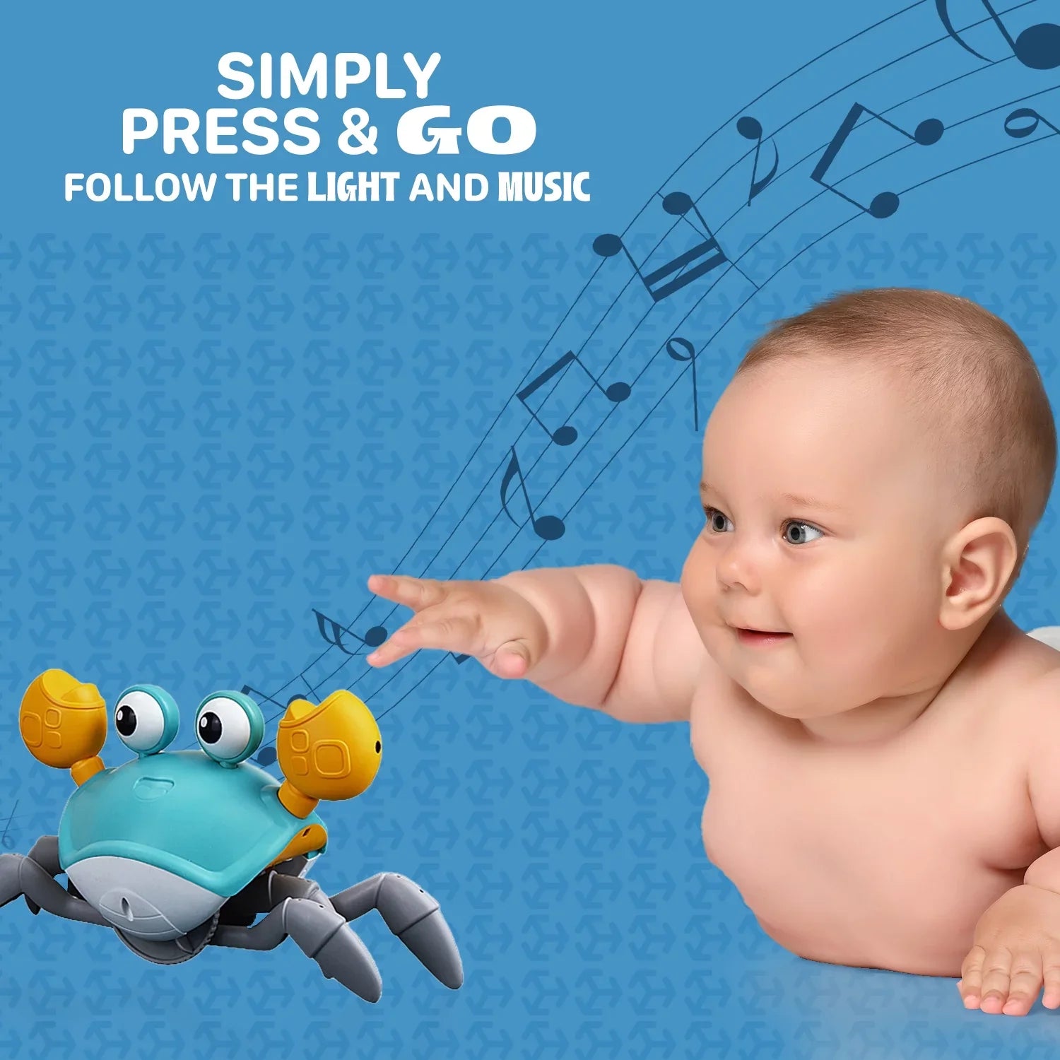 Fleur Cute And Multicolor Crawling Crab With Built-in Light & Music For Little Kids 6-12 Years And Toddlers 0-6 Months Tummy Time, Learning Crawl - Ideal Birthday, Holiday And Christmas Gift