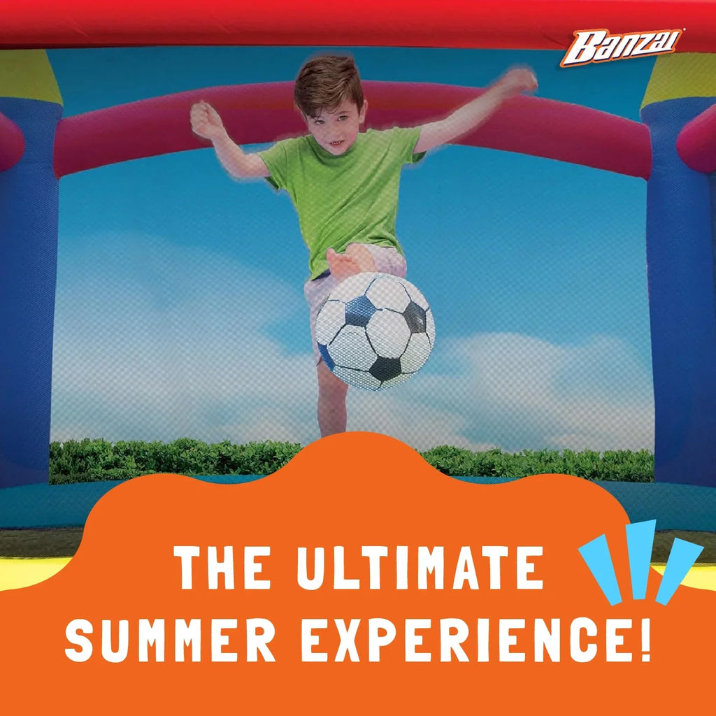 Banzai Slide ’ Fun Complete Bounce House Set with 2 Slides and Air Blower