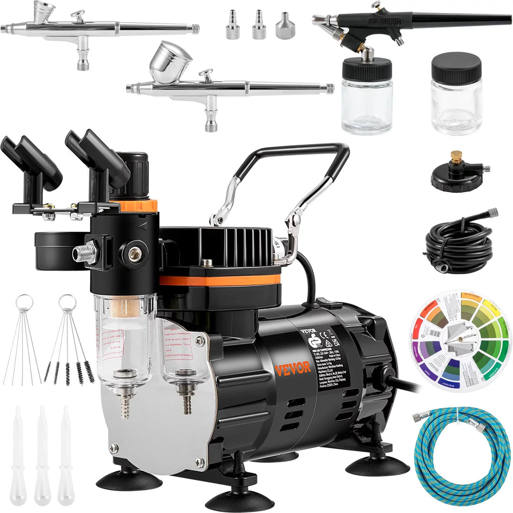 Airbrush Kit, Professional Airbrush Set with Compressor, Airbrushing System Kit with Multi-purpose Dual-action Gravity Feed Airbrushes, Art Nail Cookie Tatto