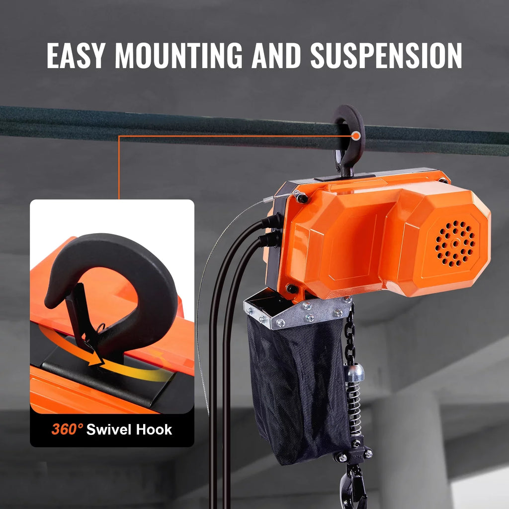 Electric Chain Hoist Single Phase Crane Hoist 330 lbs Load 10 ft Lifting