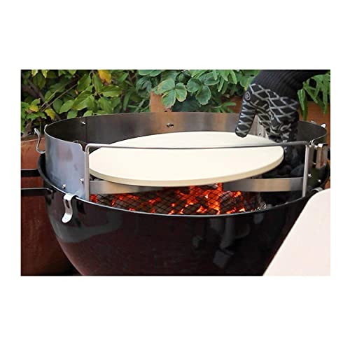 PizzaQue Deluxe Outdoor Pizza Oven Kettle Grill Conversion Kit, Silver, 18''/22.5''