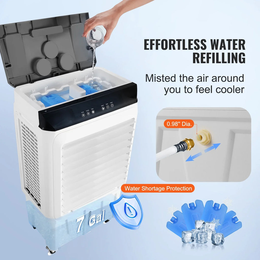 Evaporative Cooler Swamp Cooler 3-in-1 2100  7 Gal 12h Timer Air Humidifier