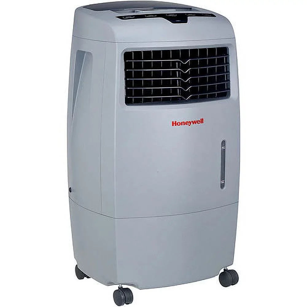Honeywell 500-694CFM Indoor Outdoor Portable Evaporative Cooler with Fan & Humidifier, Ice Compartment & Remote Control, , Gray