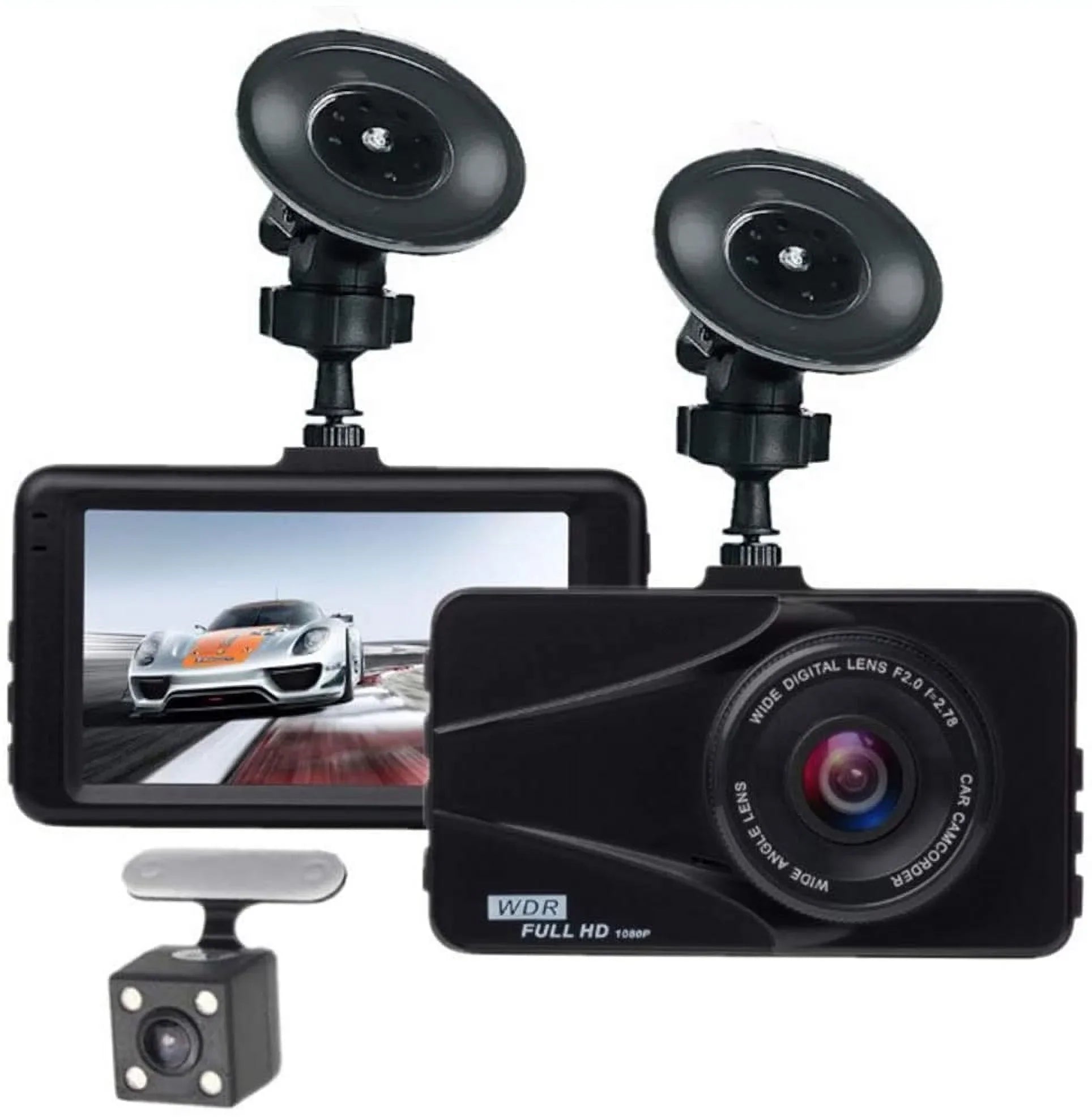 Plus  Dash Cam For Tesla Dual Travel Recorder Full  3"  Screen 170° Wide Angle, , -Sensor, Loop Recording Motion Detection Excellent Video Images