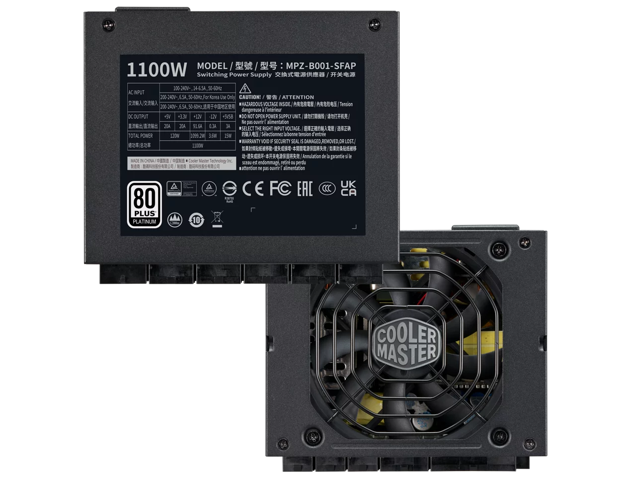 Cooler Master   Platinum Fully Modular, Fully .0, 1100W , 80+ Platinum Efficiency,  Bracket Included,  Form Factor (---)