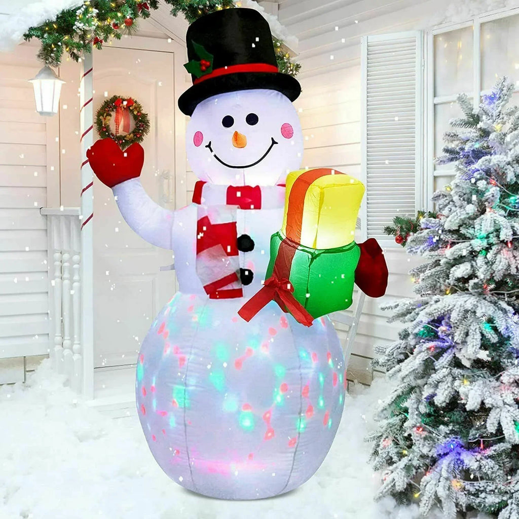 5ft Christmas Inflatables Snowman Outdoor Yard Decor with Rotating  Lights Christmas Blow Up Decoration Garden