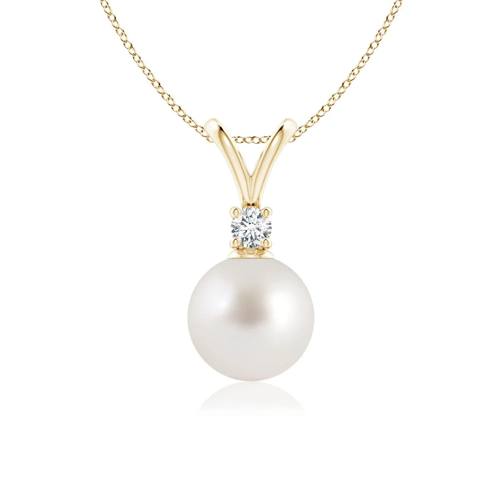 Angara South Sea Cultured Pearl -Bale Pendant Necklace for Women, Girls in 14K Yellow Gold (Grade-|Size-8mm) June Birthstone Jewelry Gifts for Her Birthday, Wedding, Engagement, Valentines Day