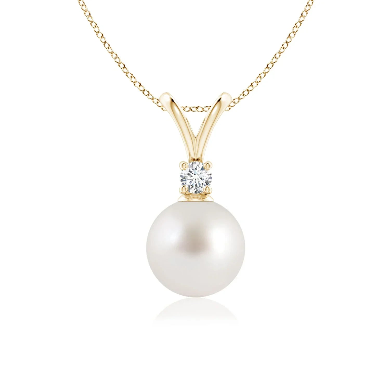 Angara South Sea Cultured Pearl -Bale Pendant Necklace for Women, Girls in 14K Yellow Gold (Grade-|Size-8mm) June Birthstone Jewelry Gifts for Her Birthday, Wedding, Engagement, Valentines Day