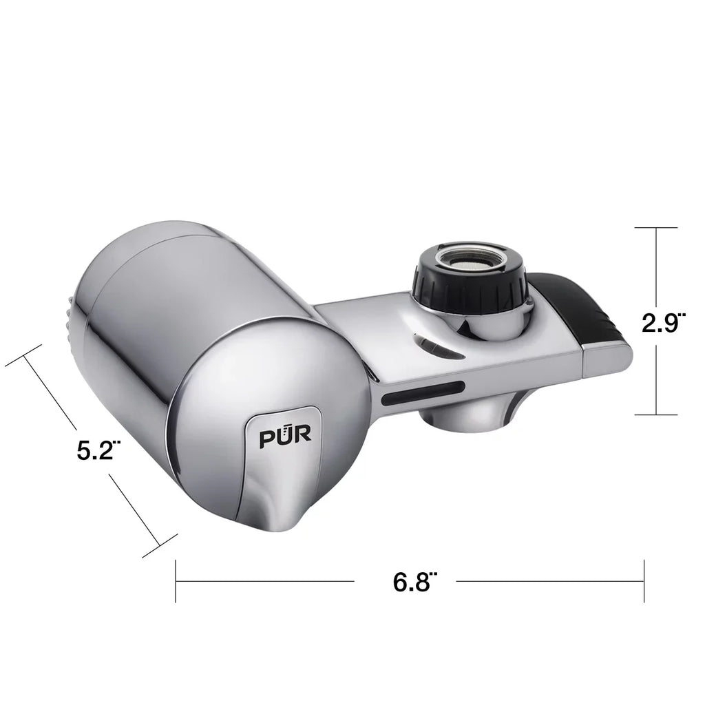 Faucet Mount Water Filtration System, Horizontal, Chrome,