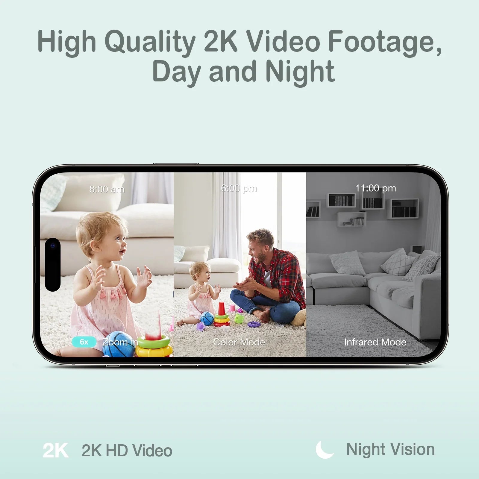 Sense- Smart 2K Video Baby Monitor(& Eligible) with No Monthly Fee, Pan-Tilt-Zoom, Person/Baby Crying Sound/Motion Detection, 2-Way Talk, Night Vision, Background Audio, Activity Zone