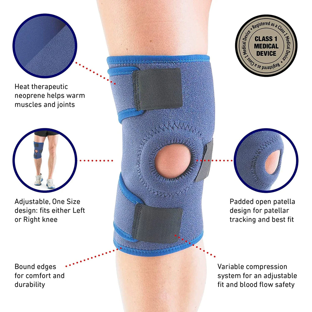 Neo- Knee Support, Open Patella – Knee Support for Knee Pain Arthritis, Joint Pain Relief, Meniscus tear, runners knee, patella injuries – Knee support for women and men - Adjustable Compression