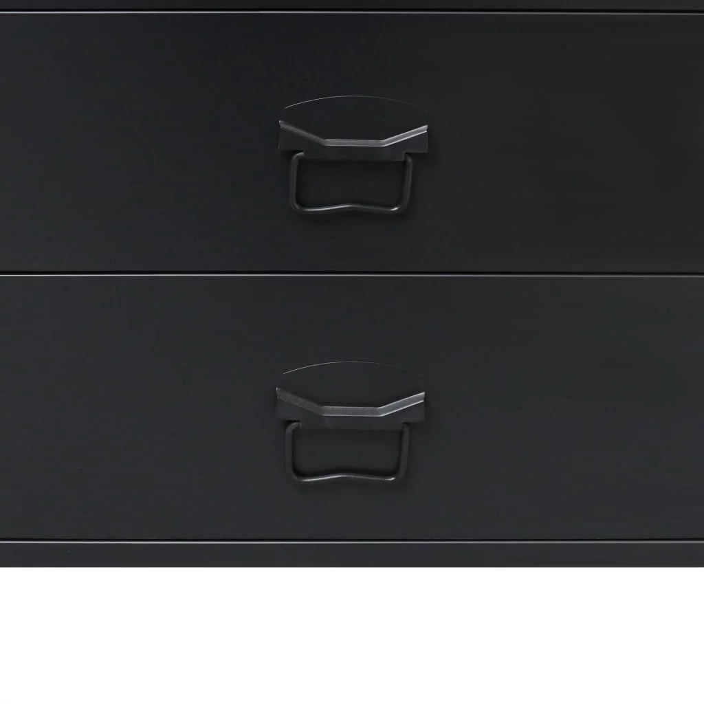 Anself Industrial Style 4 Drawer Dresser Storage Chest with Handles Metal End Side Cabinet Bedroom Living Room Entryway Hallway Furniture Decor 30.7 x 15.7 x 36.6 Inches ( x  x ) Black