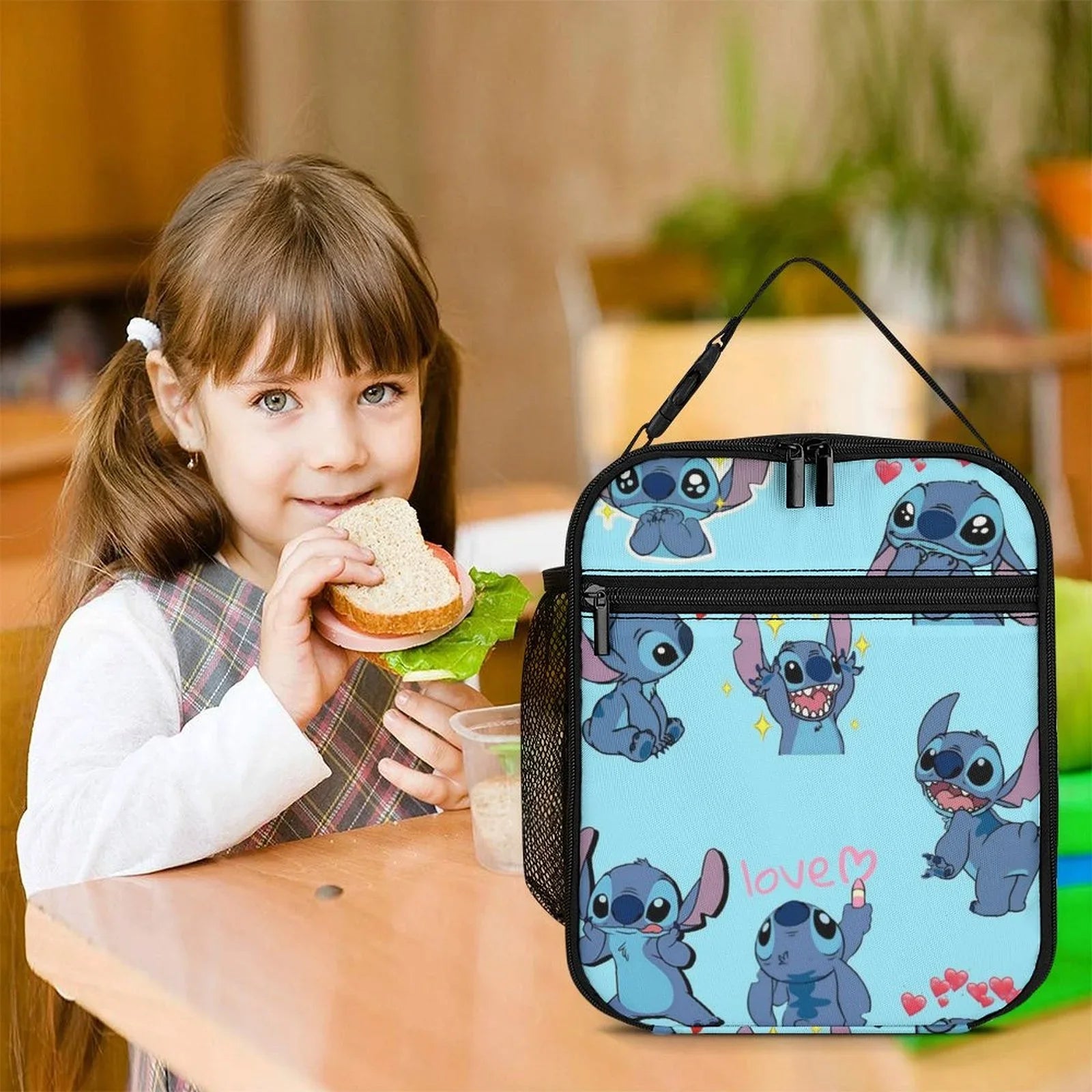 Lilo Stitch Pattern Portable Lunch Bag Tote Bento Bag School Office Insulated Cooler Thermal Handbag For Adult Boys Girls Kids