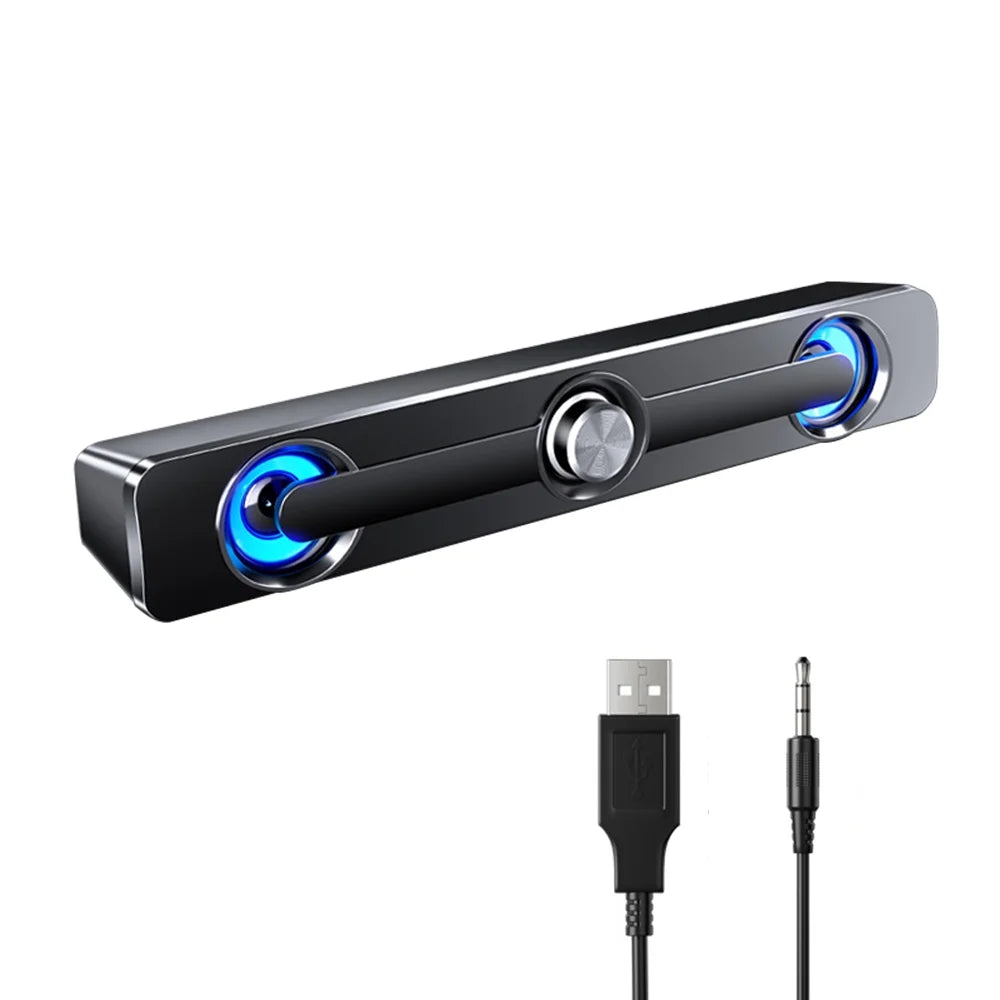'-111 Computer Speaker  Wired Powerful Bar Stereo Subwoofer Bass Speaker Surround Sound Box for  Laptop Phone Tablet