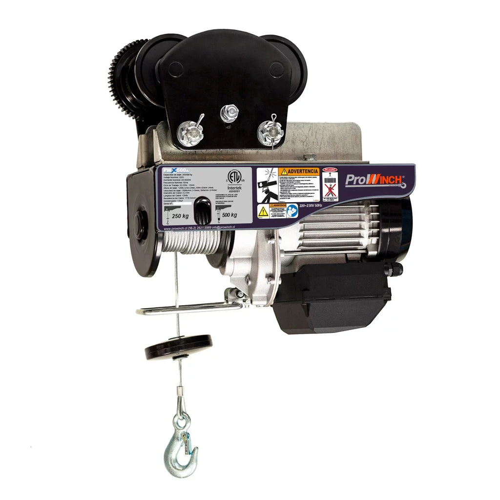 Prowinch 550 lbs. / 1100 lbs. Electric Rope Hoist w/trolley 220~240V 50/60HZ w/ Emergency Stop Wireless
