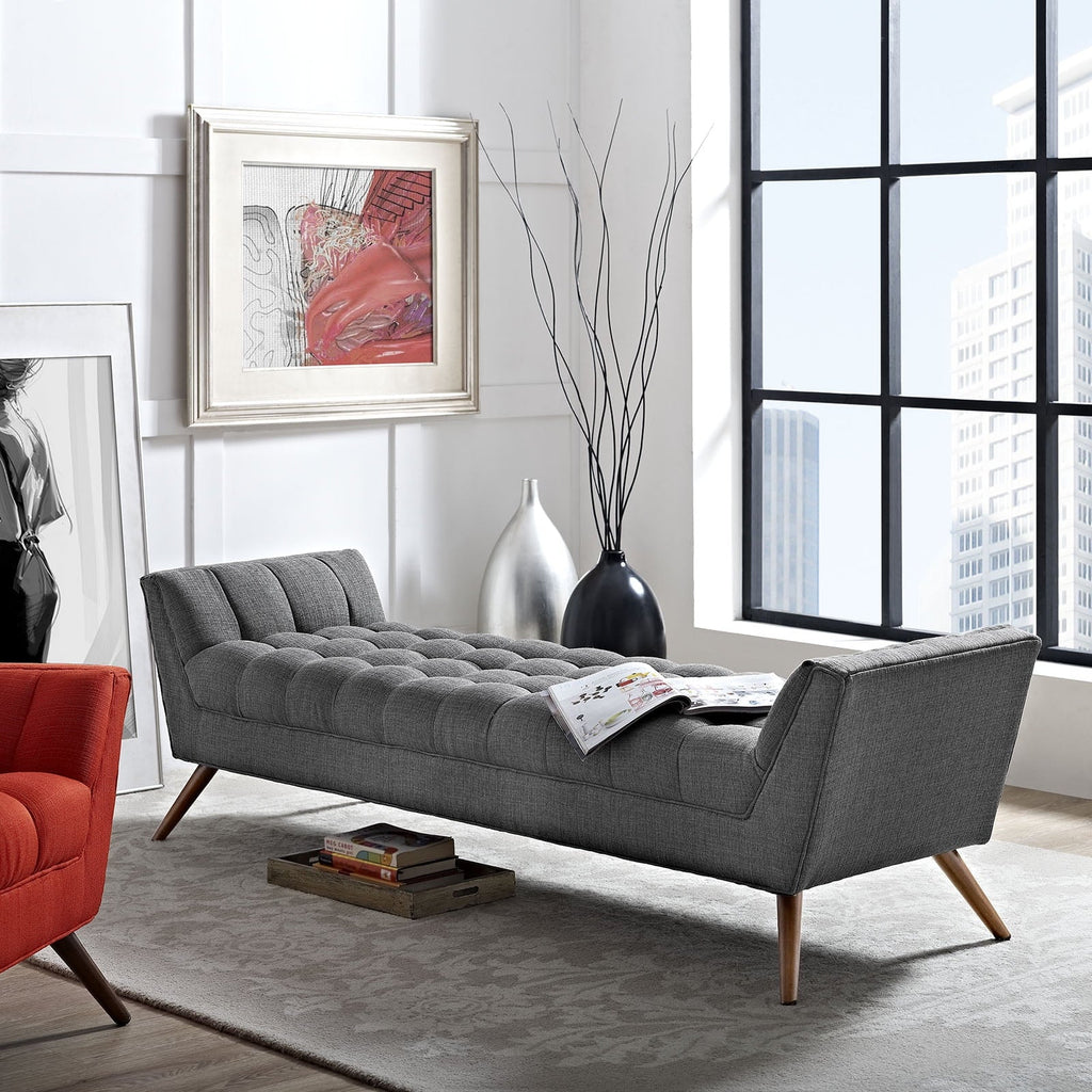 Modern Contemporary Fabric Bench , Grey, Fabric