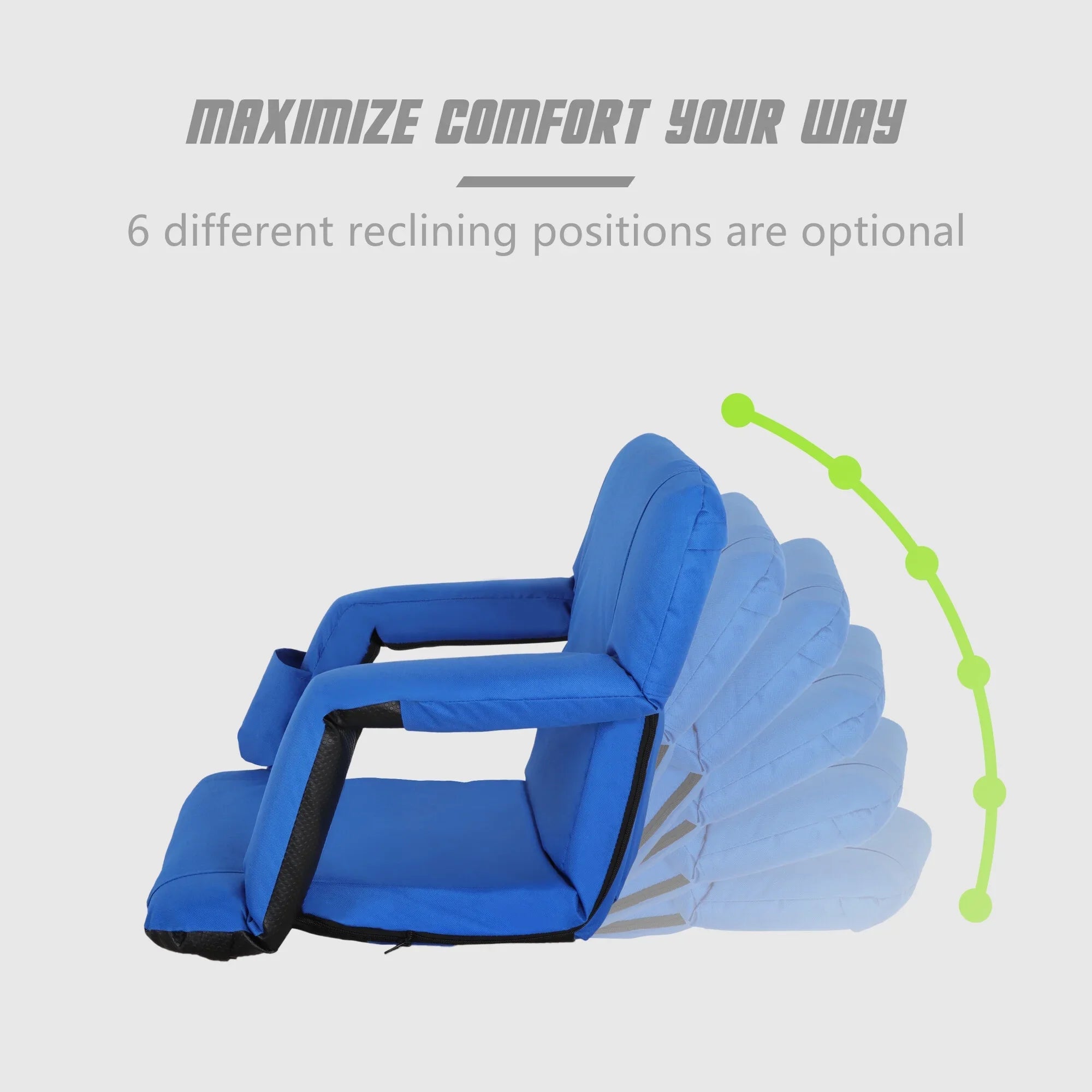 HomGarden Portable Folding Stadium Seat Chair Padded Cushion Bleacher, Blue