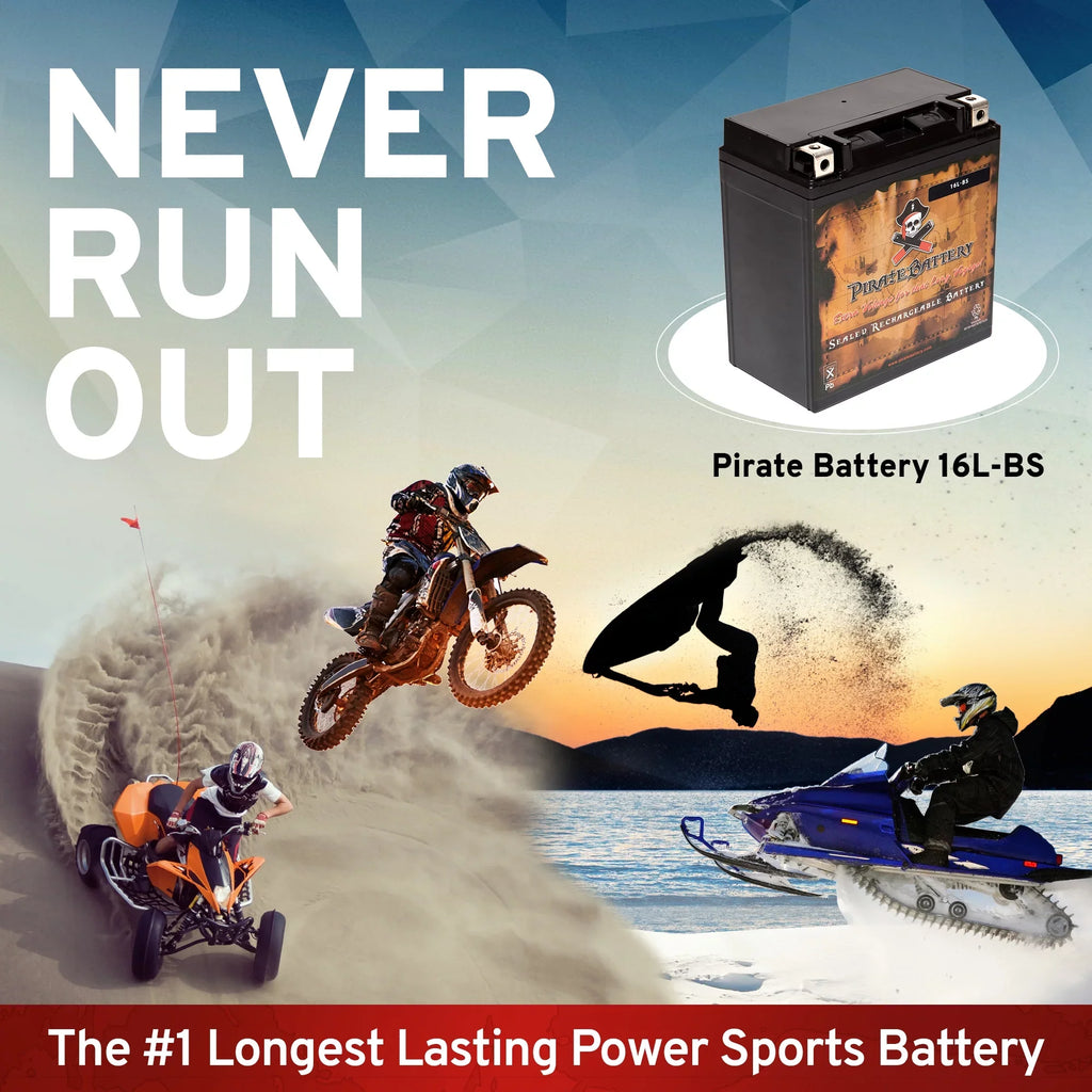 Pirate Battery Ytx16l-bs (16l-bs 12 Volts,14 Ah, 230 Cca) Jet Ski Battery for Yamaha Wave Runner 1993