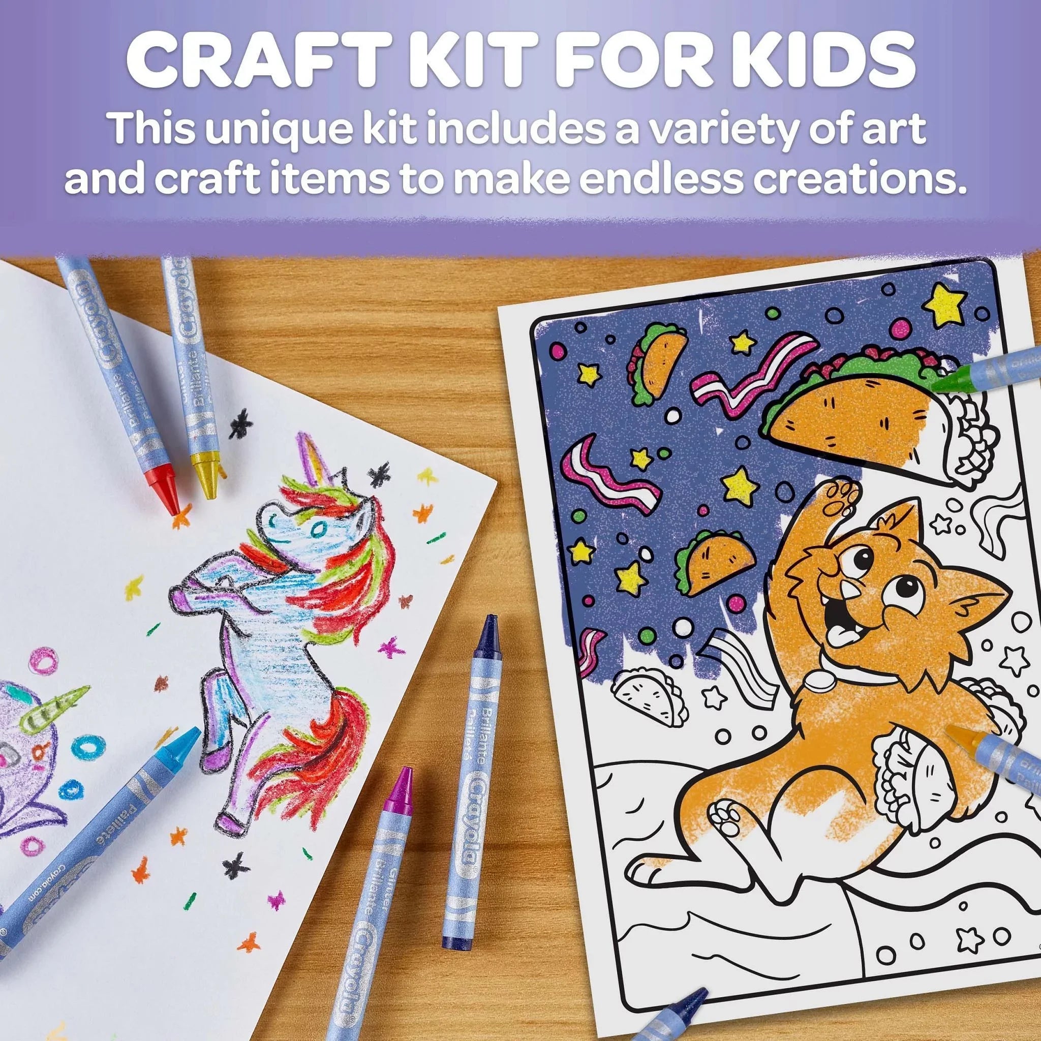 Crayola Glitter Arts and Crafts Kit, 80+ School Supplies, Glitter Toy, Creative Gift for Unisex Child