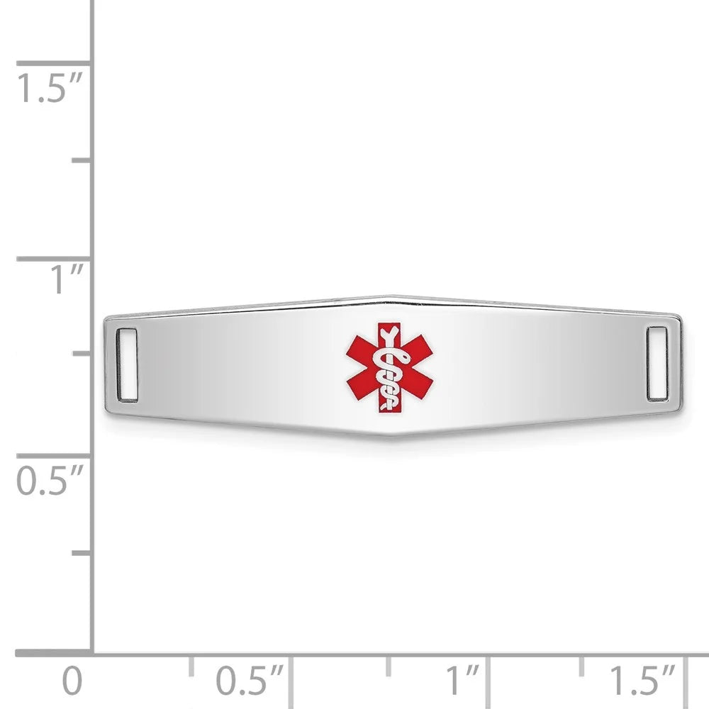 Auriga 925 Sterling Silver Medical Id Plate inch for Bracelet for Women(- 37inch, - 9mm)