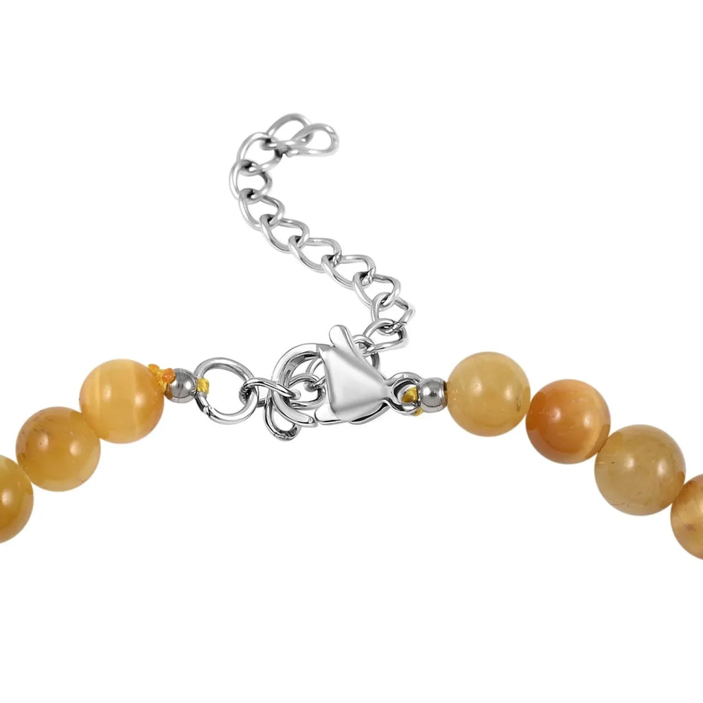 Shop  Tiger's Eye Round Stainless Steel Rhodium Plated Beaded Bracelet for Women Ct 59.04 Mothers Day Gifts for Mom