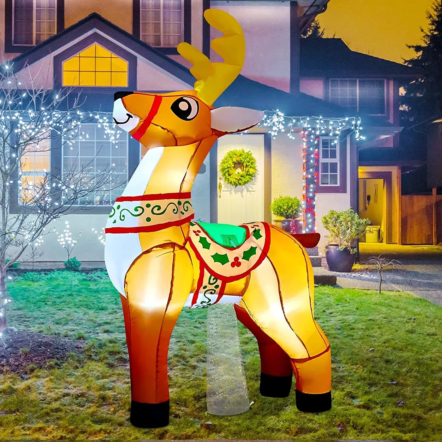 Christmas Inflatables 5.7  Reindeer Christmas Inflatable, Reindeer Inflatables Outdoor Decorations Reindeer Blow Up with  Lights, Christmas Inflatable Decorations Clearance for Xmas/Holiday