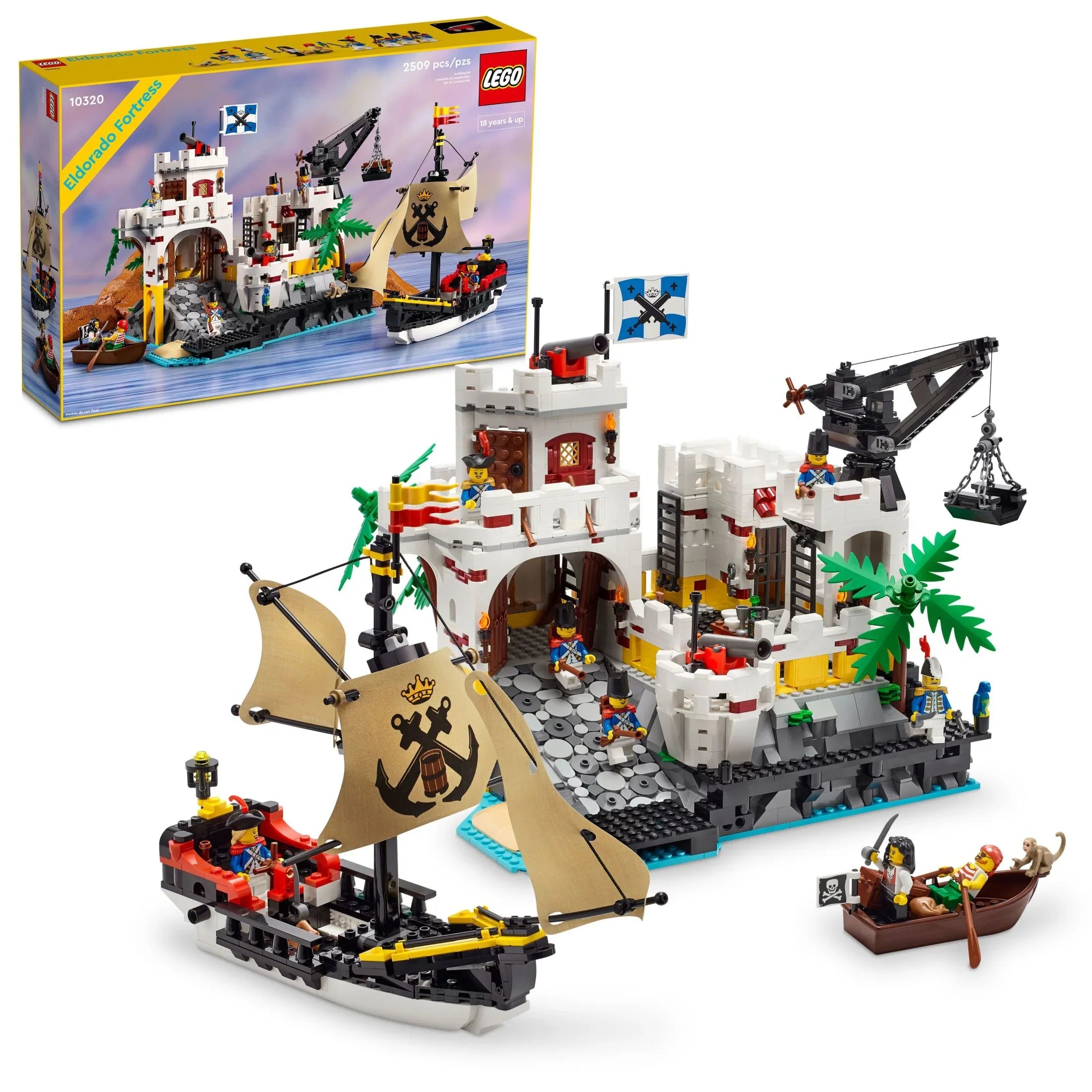 Icons Eldorado Fortress Building Kit, Pirate Gift, Includes Pirate Ship and 8 Minifigures, Nostalgic Gift Idea for Adults Who Love a Rewarding Project, Home Office Décor, 10320
